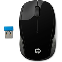 HP 200 Mouse - Radio Frequency - USB - Optical - 2 Button(s) - Black - Wireless - 1000 dpi - Scroll Wheel - Symmetrical