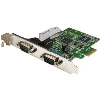 StarTech.com Serial Adapter - Low-profile Plug-in Card - 1 Pack - TAA Compliant - PCI Express x1 - PC, Linux - 2 x Number of Serial Ports External