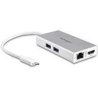 StarTech.com USB Type C Docking Station for Notebook - 60 W - Silver, White - 1 Displays Supported - 4K - 4096 x 2160, 3840 x 2160 - 2 x USB Ports -