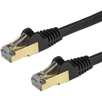 StarTech.com 0.50m CAT6a Ethernet Cable - 10 Gigabit Category 6a Shielded Snagless 100W PoE Patch Cord 10GbE Black UL Certified Wiring/TIA - CAT6a 10