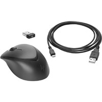 HP Premium Mouse - Radio Frequency - USB - Laser - 3 Button(s) - Black - Wireless - 1600 dpi - Scroll Wheel - Symmetrical