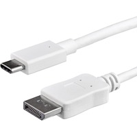 StarTech.com 3ft/1m USB C to DisplayPort 1.2 Cable 4K 60Hz - USB Type-C to DP Video Adapter Monitor Cable HBR2 - TB3 Compatible - White - First End: