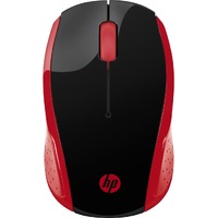 HP 200 Mouse - Radio Frequency - USB - Optical - 3 Button(s) - Empress Red - Wireless - 1000 dpi - Scroll Wheel - Symmetrical