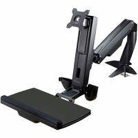 StarTech.com Sit Stand Monitor Arm - Desk Mount Sit-Stand Workstation up to 27inch VESA Display - Standing Desk Converter - Keyboard Tray - Desk arm
