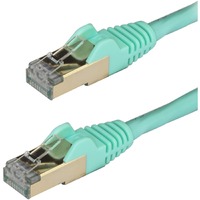 StarTech.com 0.50m CAT6a Ethernet Cable - 10 Gigabit Category 6a Shielded Snagless 100W PoE Patch Cord - 10Gb Aqua UL Certified Wiring/TIA - CAT6a 10