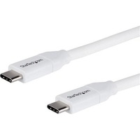 StarTech.com 2m 6 ft USB C to USB C Cable w/ 5A PD - M/M - White - USB 2.0 - USB-IF Certified - USB Type C Cable - USB C Charging Cable - USB C PD -