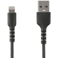 StarTech.com 3 foot/1m Durable Black USB-A to Lightning Cable, Rugged Heavy Duty Charging/Sync Cable for Apple iPhone/iPad MFi Certified - First End: