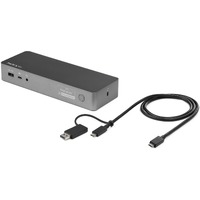 StarTech.com USB-C & USB-A Dock - Hybrid Universal Laptop Docking Station with Dual Monitor Display 4K 60Hz HDMI & DisplayPort - 60W PD - 2 Displays