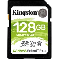 Kingston Canvas Select Plus SDS2 128 GB Class 10/UHS-I (U3) SDXC - 1 Pack - 100 MB/s Read - 85 MB/s Write