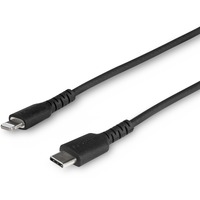 StarTech.com 3 foot/1m Durable Black USB-C to Lightning Cable, Rugged Heavy Duty Charging/Sync Cable for Apple iPhone/iPad MFi Certified - First End: