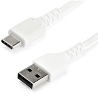 StarTech.com 1m USB A to USB C Charging Cable - Durable Fast Charge & Sync USB 2.0 to USB Type C Data Cord - Aramid Fiber M/M 3A White - First End: 1