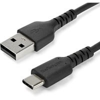 StarTech.com 2m USB A to USB C Charging Cable - Durable Fast Charge & Sync USB 2.0 to USB Type C Data Cord - Aramid Fiber M/M 3A Black - First End: 1