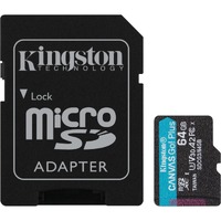 Kingston Canvas Go! Plus SDCG3 64 GB Class 10/UHS-I (U3) microSDXC - 170 MB/s Read - 70 MB/s Write