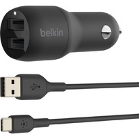Belkin BOOST&uarr;CHARGE 24 W Auto Adapter - USB - USB Type-C - For USB Type A Device, USB Type C Device - 12 V DC Input - 5 V DC/4.80 A Output -