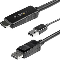 StarTech.com 2m (6ft) HDMI to DisplayPort Cable 4K 30Hz - Active HDMI 1.4 to DP 1.2 Adapter Cable with Audio - USB Powered Video Converter - First 1