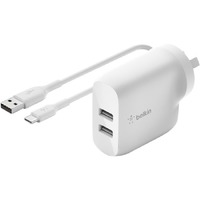 Belkin BOOST&uarr;CHARGE 24 W AC Adapter - USB - For Smartphone, Tablet PC, Power Bank - 4.80 A Output - White