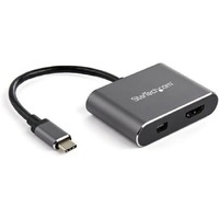 StarTech.com USB C Multiport Video Adapter - 4K 60Hz USB-C to HDMI 2.0 or Mini DisplayPort 1.2 Monitor Display Adapter - HBR2 HDR - 1 x 24-pin Type C