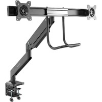 StarTech.com Desk Mount Dual Monitor Arm, Ergonomic VESA Mount 32" (17.6lb/8kg) Displays, Crossbar Handle for Full Motion, C-Clamp/Grommet - Height -
