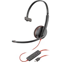 Plantronics Blackwire C3210 Wired Over-the-head Mono Headset - Monaural - Supra-aural - 20 Hz to 20 kHz - Noise Cancelling, Noise Reduction - USB C