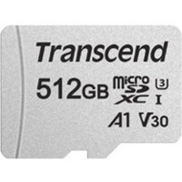 Transcend 300S 512 GB Class 10/UHS-I (U3) microSDXC - 1 Pack - 95 MB/s Read - 40 MB/s Write