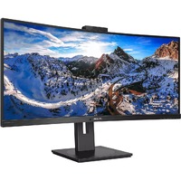 Philips 346P1CRH 34" Class Webcam WQHD Curved Screen LCD Monitor - 21:9 - Textured Black - 34" Viewable - Vertical Alignment (VA) - WLED Backlight -