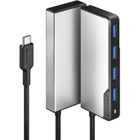 Alogic Fusion SWIFT USB Hub - USB Type C - Portable - Space Gray - 4 Total USB Port(s) - 4 USB 3.0 Port(s) - ChromeOS, PC, Mac