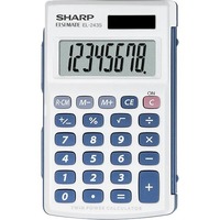 Sharp Elsi Mate EL243S Simple Calculator - Auto Power Off, Protective Hard Shell Cover, 3-Key Memory, Large Display - 8 Digits - LCD - Battery/Solar