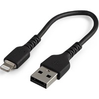 StarTech.com 6 inch/15cm Durable Black USB-A to Lightning Cable, Rugged Heavy Duty Charging/Sync Cable for Apple iPhone/iPad MFi Certified - First 1