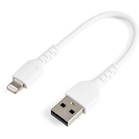 StarTech.com 6 inch/15cm Durable White USB-A to Lightning Cable, Rugged Heavy Duty Charging/Sync Cable for Apple iPhone/iPad MFi