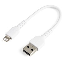 StarTech.com 6 inch/15cm Durable White USB-A to Lightning Cable, Rugged Heavy Duty Charging/Sync Cable for Apple iPhone/iPad MFi Certified - First 1