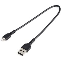 StarTech.com 12inch/30cm Durable Black USB-A to Lightning Cable, Rugged Heavy Duty Charging/Sync Cable for Apple iPhone/iPad MFi Certified - First 1