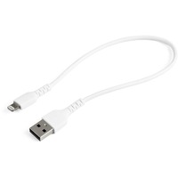 StarTech.com 12inch/30cm Durable White USB-A to Lightning Cable, Rugged Heavy Duty Charging/Sync Cable for Apple iPhone/iPad MFi Certified - First 1