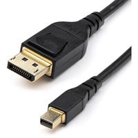 StarTech.com 6ft 2m VESA Certified Mini DisplayPort to DisplayPort 1.4 Cable, 8K 60Hz HBR3 HDR, Super UHD 4K 120Hz, mDP to DP Slim Cord - First End: