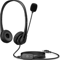 HP Wired Over-the-head Stereo Headset - Black - Binaural - Supra-aural - 64 Ohm - 20 Hz to 20 kHz - 179.8 cm Cable - Uni-directional Microphone - - A
