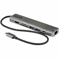 StarTech.com USB C Multiport Adapter, USB-C to 4K 60Hz HDMI 2.0, 100W PD Pass-through, SD, USB, GbE, USB Type-C Mini Dock, 12" Long Cable - USB-C USB