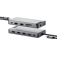 Alogic DV3 USB Type A, USB Type C Docking Station for Notebook - SD - 100 W - Space Gray - 3 Displays Supported - 1920 x 1080 - 3 x USB Type-A Ports