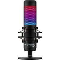 HyperX QuadCast S Wired Condenser Microphone - Black, Grey - 2.99 m - Stereo - 20 Hz to 20 kHz - Omni-directional, Cardioid, Bi-directional - Shock -