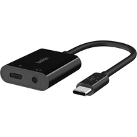 Belkin Rockstar Mini-phone/USB-C Audio/Data Transfer Cable - First End: 1 x USB Type C - Male - Second End: 1 x USB Type C - Female, 1 x Mini-phone -
