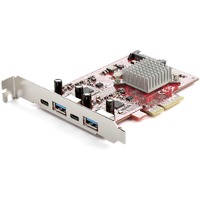 StarTech.com USB Adapter - PCI Express x4 - Plug-in Card - Red - UASP Support - 4 Total USB Port(s) - PC, Linux, Mac