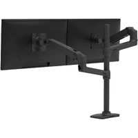 Ergotron Desk Mount for Monitor, Display, TV - Matte Black - Height Adjustable - 2 Display(s) Supported - 101.6 cm (40") Screen Support - 19.96 kg -