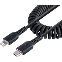 StarTech.com 50cm / 20in USB C to Lightning Cable, MFi Certified, Coiled iPhone Charger Cable, Black, TPE Jacket Aramid Fiber - First End: 1 x 8-pin