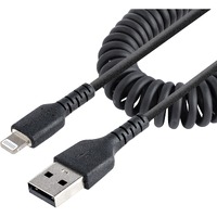 StarTech.com 50cm/20in USB to Lightning Cable, MFi Certified, Coiled iPhone Charger Cable, Black, Durable TPE Jacket Aramid Fiber - First End: 1 x -