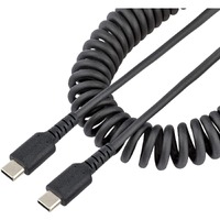 StarTech.com 20in (50cm) USB C Charging Cable, Coiled Heavy Duty Fast Charge & Sync USB-C Cable, High Quality USB 2.0 Type-C Cab
