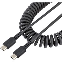 StarTech.com 20in (50cm) USB C Charging Cable, Coiled Heavy Duty Fast Charge & Sync USB-C Cable, High Quality USB 2.0 Type-C Cable, Black - First 1 x