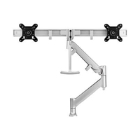 ATDEC DUAL RAIL DESK MOUNT - SILVER - UP TO 27IN - BUILT-IN ARM ROTATION LIMITER - QUICK DISPLAY RELEASE - VISUAL SPRING TENSION GAUGE - TOOL-FREE ADJ