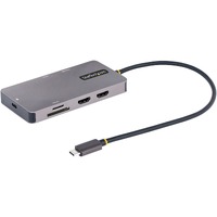 StarTech.com USB C Multiport Adapter, Dual HDMI, 4K 60Hz, 2x 5Gbps USB-A Hub, 100W Power Delivery, GbE, SD/MicroSD, USB C Mini Dock - USB C Multiport