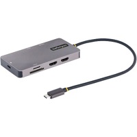 StarTech.com USB C Multiport Adapter, Dual HDMI, 4K 60Hz, 2x 5Gbps USB-A Hub, 100W Power Delivery, GbE, SD/MicroSD, USB C Mini D