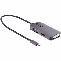 StarTech.com USB C Video Adapter, USB C to HDMI DVI VGA Adapter, 4K 60Hz, Aluminum, Video Display Adapter, USB Type C Travel Adapter - 1 x HDMI 2.0b