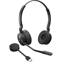 Jabra Engage 55 Wireless On-ear Stereo Headset - Black - Binaural - Open - 15000 cm - DECT - 40 Hz to 16 kHz - Noise Cancelling, Uni-directional, - C