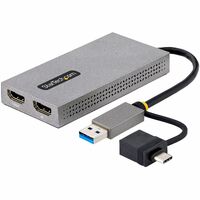 StarTech.com USB to Dual HDMI Adapter, USB A/C to 2x HDMI Displays (1x 4K30, 1x 1080p), USB 3.0 to HDMI Converter, 4in/11cm Cable, Win/Mac - USB to +